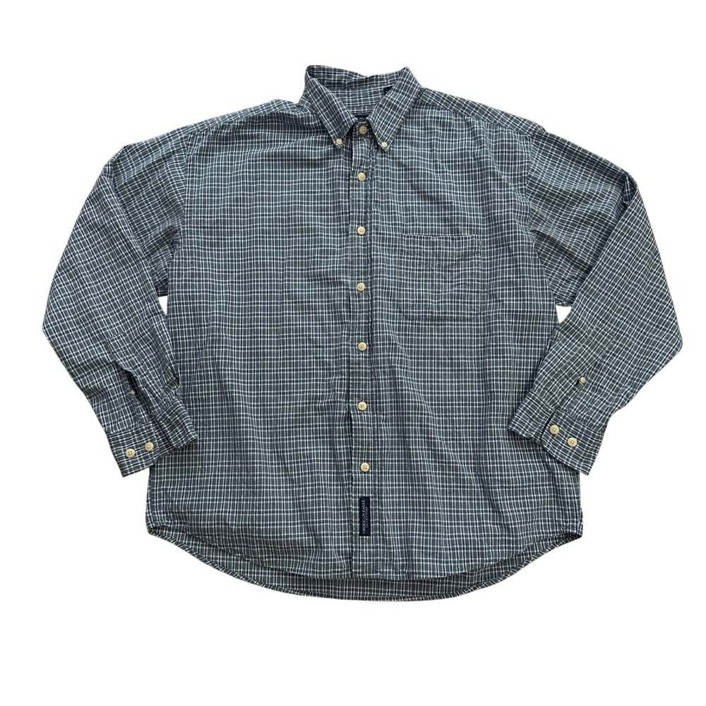 American Eagle Outfitters Plaid Button Down Shirt Long Sleeve Green Mens Large